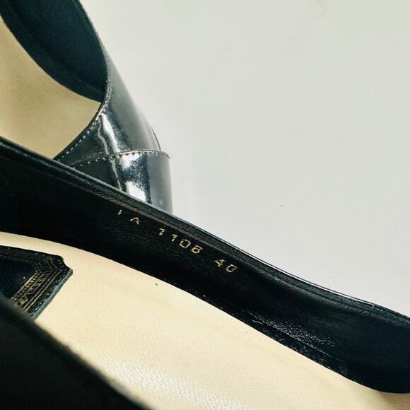 Christian Dior Peep Toe Black Patent Leather Pump Size 40 Classic Formal Career - Picture 5 of 11